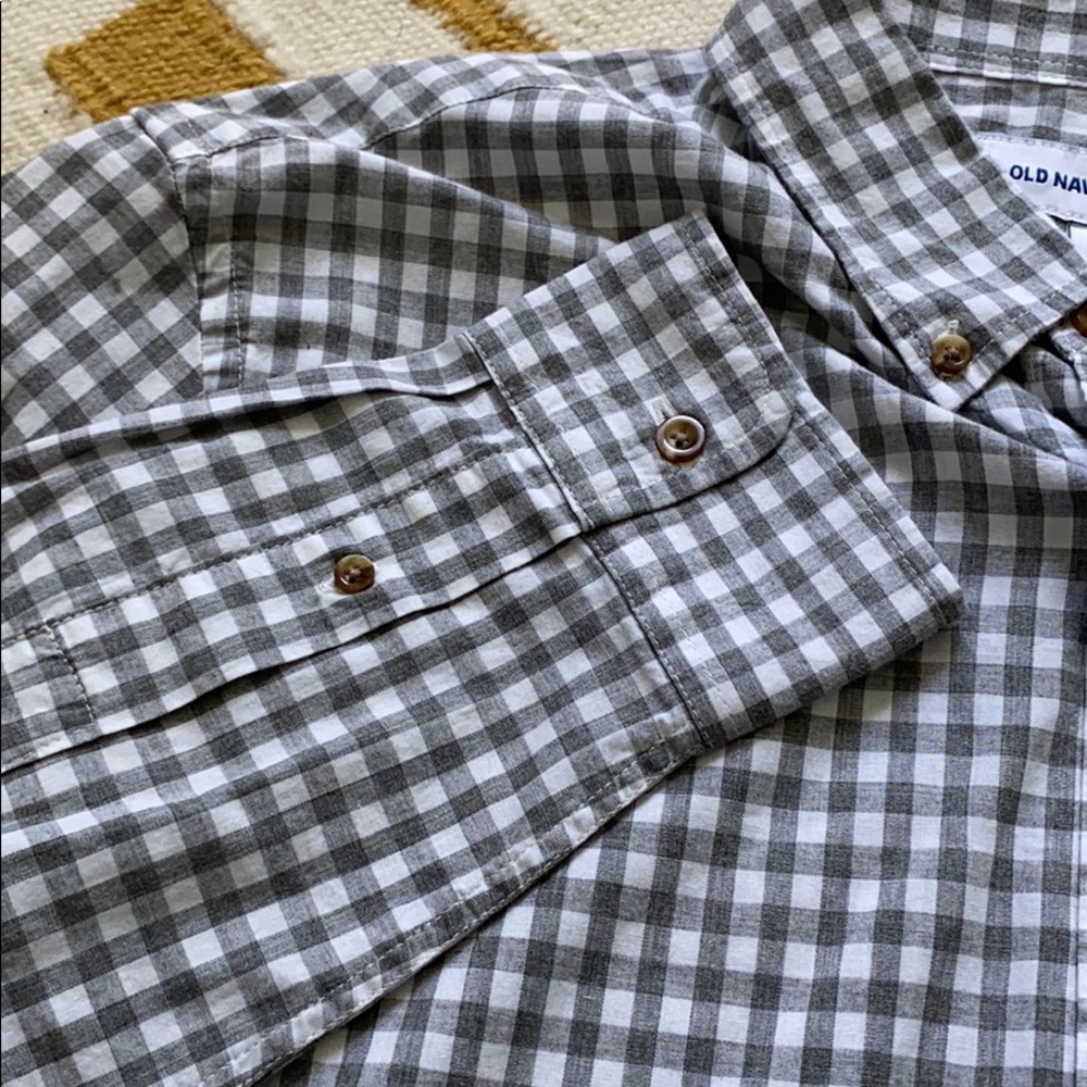 Grey white checker button down - Picture 4 of 5